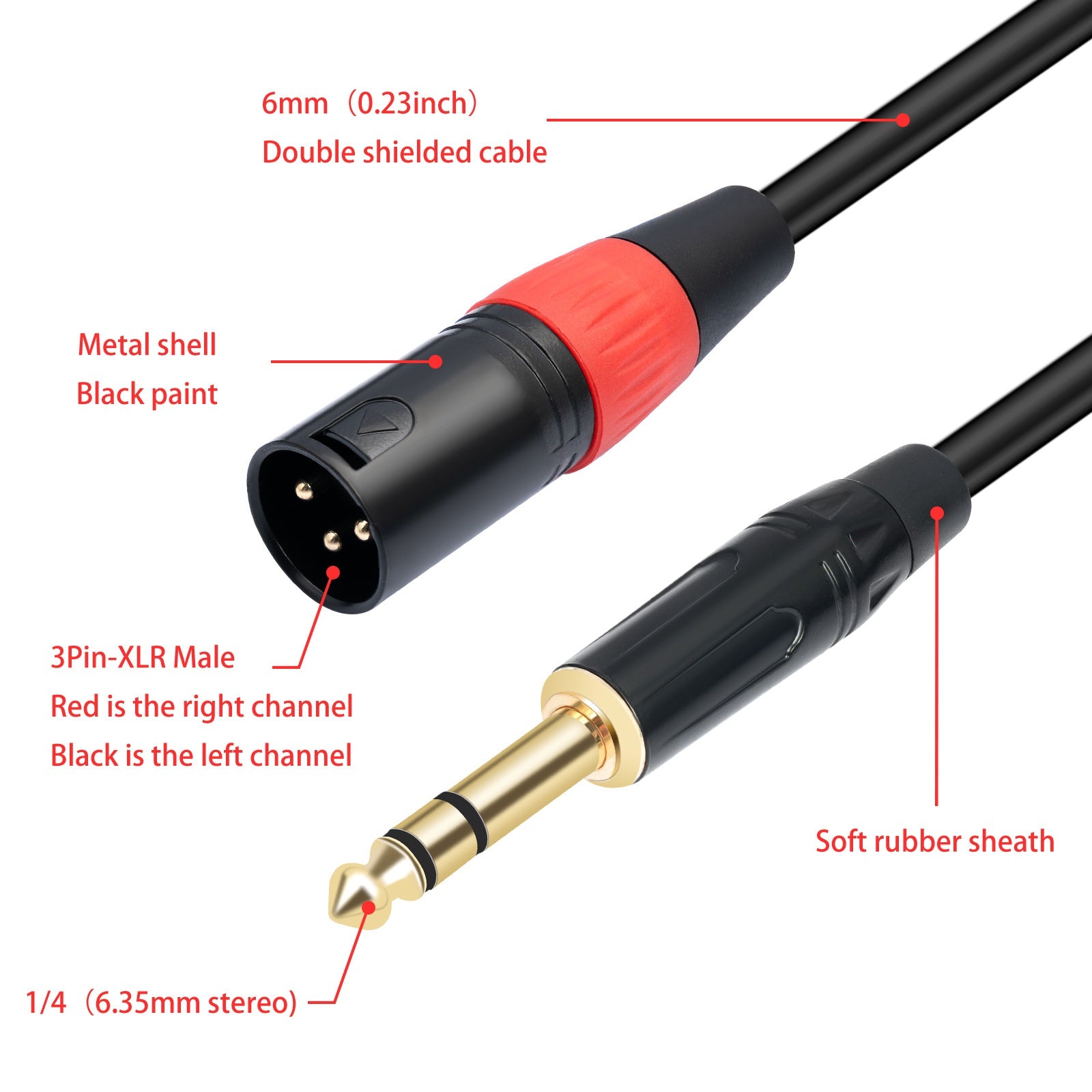 6.35mm TRS to XLR Cable