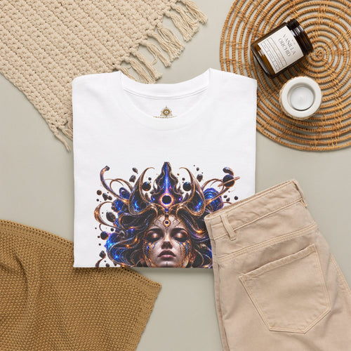 Cosmic Oracle T-Shirt, Psychedelic Goddess Graphic Tee, Celestial Fantasy Art Shirt, Festival Streetwear, Mystical Unisex Tee
