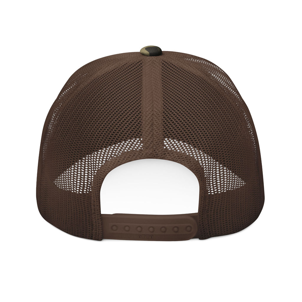 Camo Embroidered Trucker Hat — Outdoor Military-Style Mesh Cap