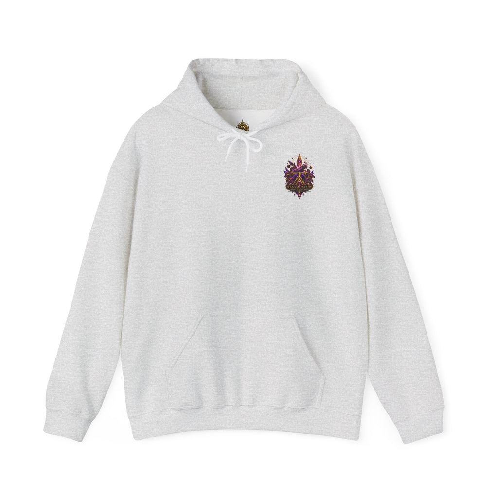 Transformation Butterfly Hoodie — Purple Gold Metamorphosis Graphic Hoodie