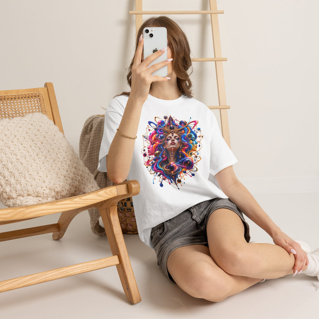 CELESTIAL TRINITY Psychedelic Cosmic Goddess T Shirt Astral Trinity, Cosmic Empress, Celestial Awakening, Infinite Goddess, Astral Divinity.