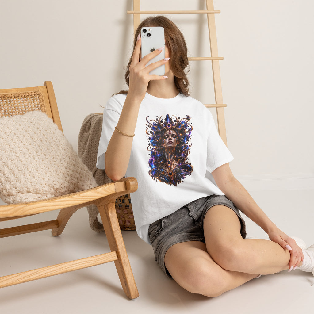 Cosmic Oracle T-Shirt, Psychedelic Goddess Graphic Tee, Celestial Fantasy Art Shirt, Festival Streetwear, Mystical Unisex Tee