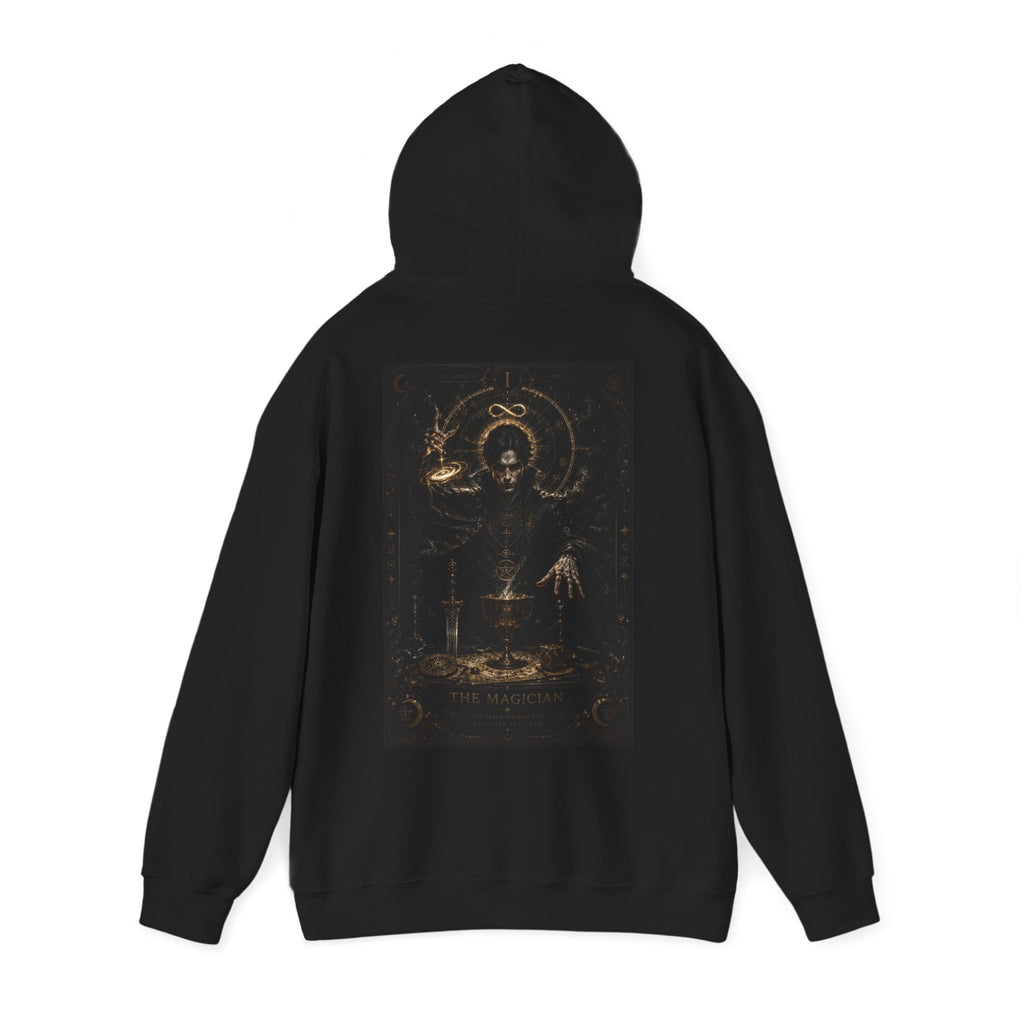 Occult Alchemist Hoodie — Mystical Gold Tarot-Style Backprint