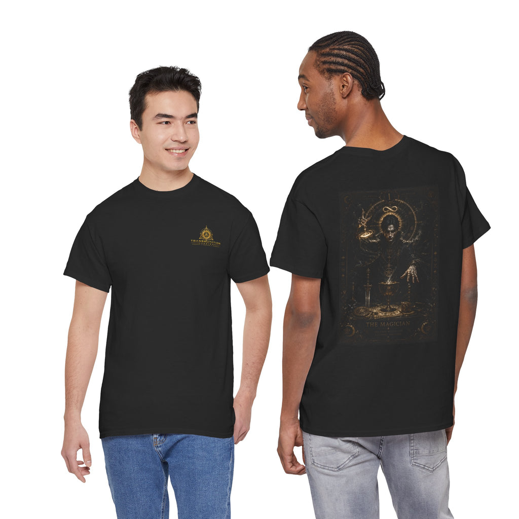 Occult Alchemist Graphic Tee — Dark Gothic Backprint with Gold Sigils