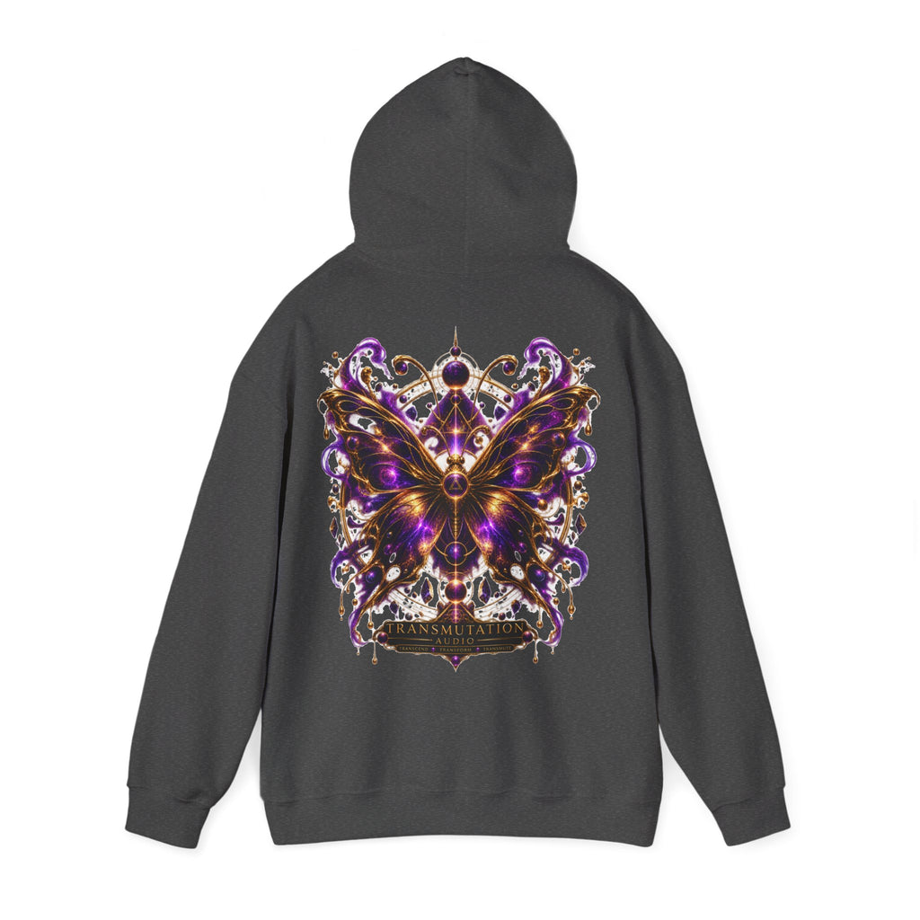 Butterfly Mandala Hoodie — Purple Gold Decorative Butterfly Back Print