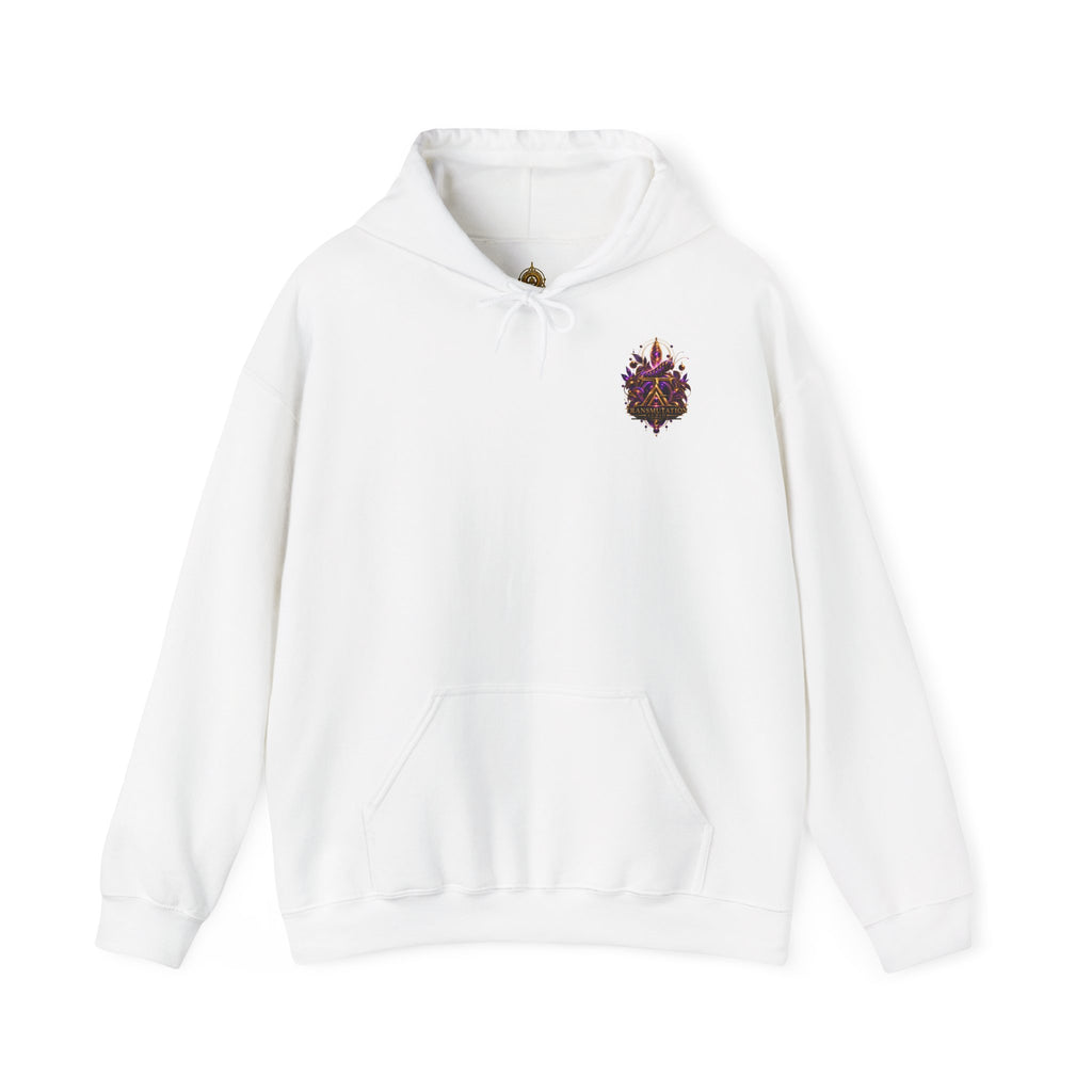 Transformation Butterfly Hoodie — Purple Gold Metamorphosis Graphic Hoodie
