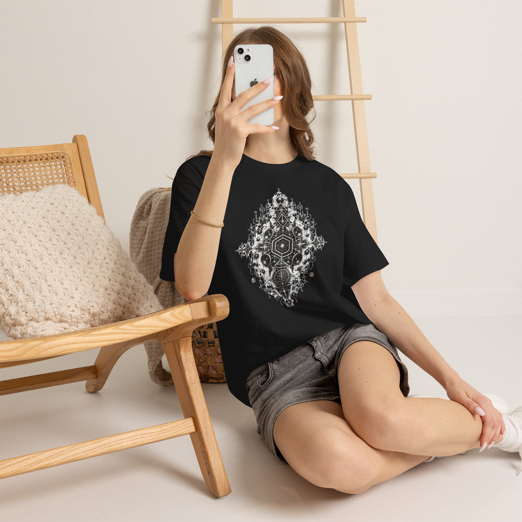 Geometric Mandala Pattern T-Shirt  Symmetrical  Design