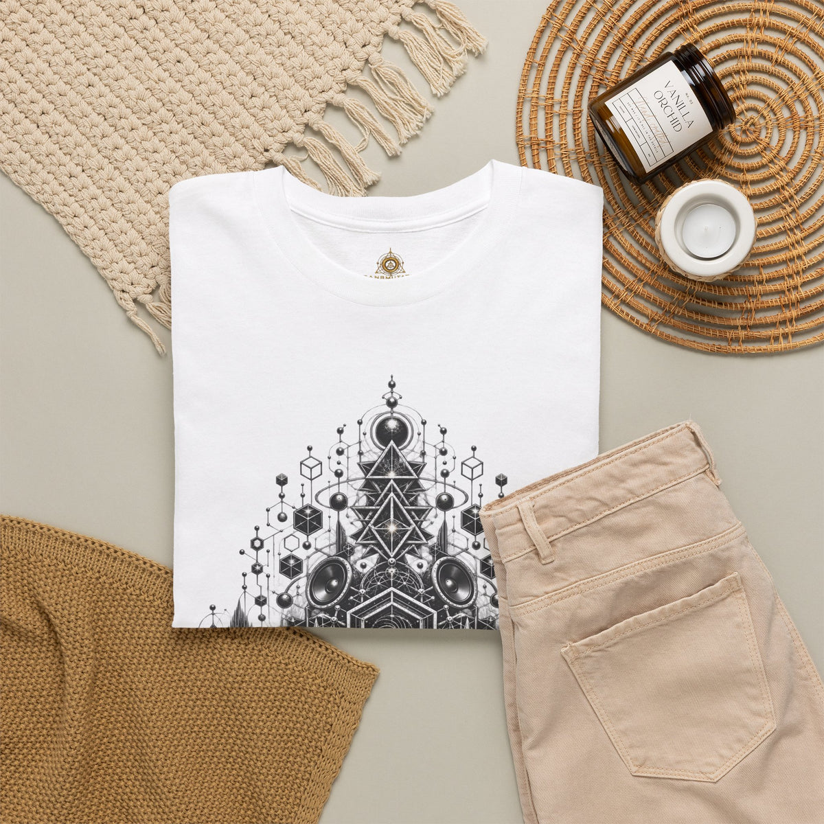 Geometric Mandala Pattern T-Shirt  Symmetrical  Design