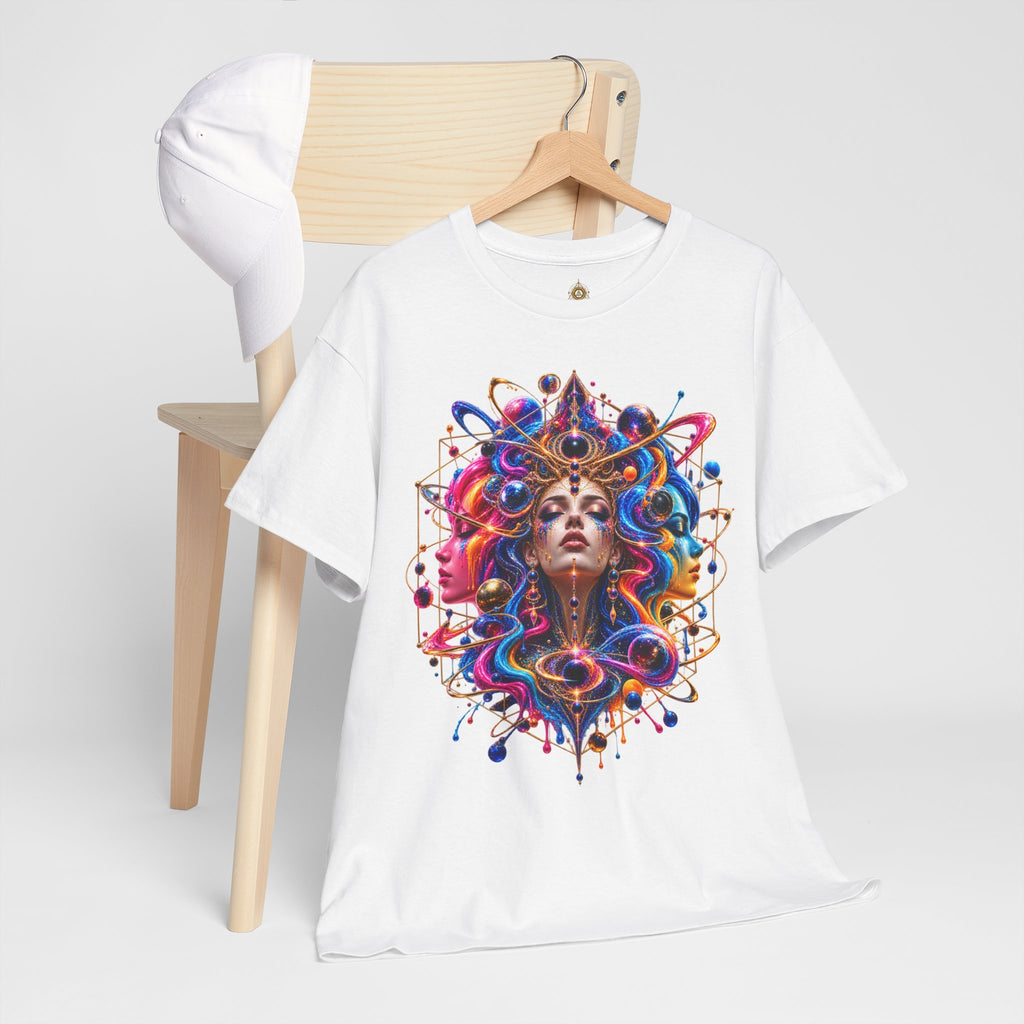 CELESTIAL TRINITY Psychedelic Cosmic Goddess T Shirt Astral Trinity, Cosmic Empress, Celestial Awakening, Infinite Goddess, Astral Divinity.