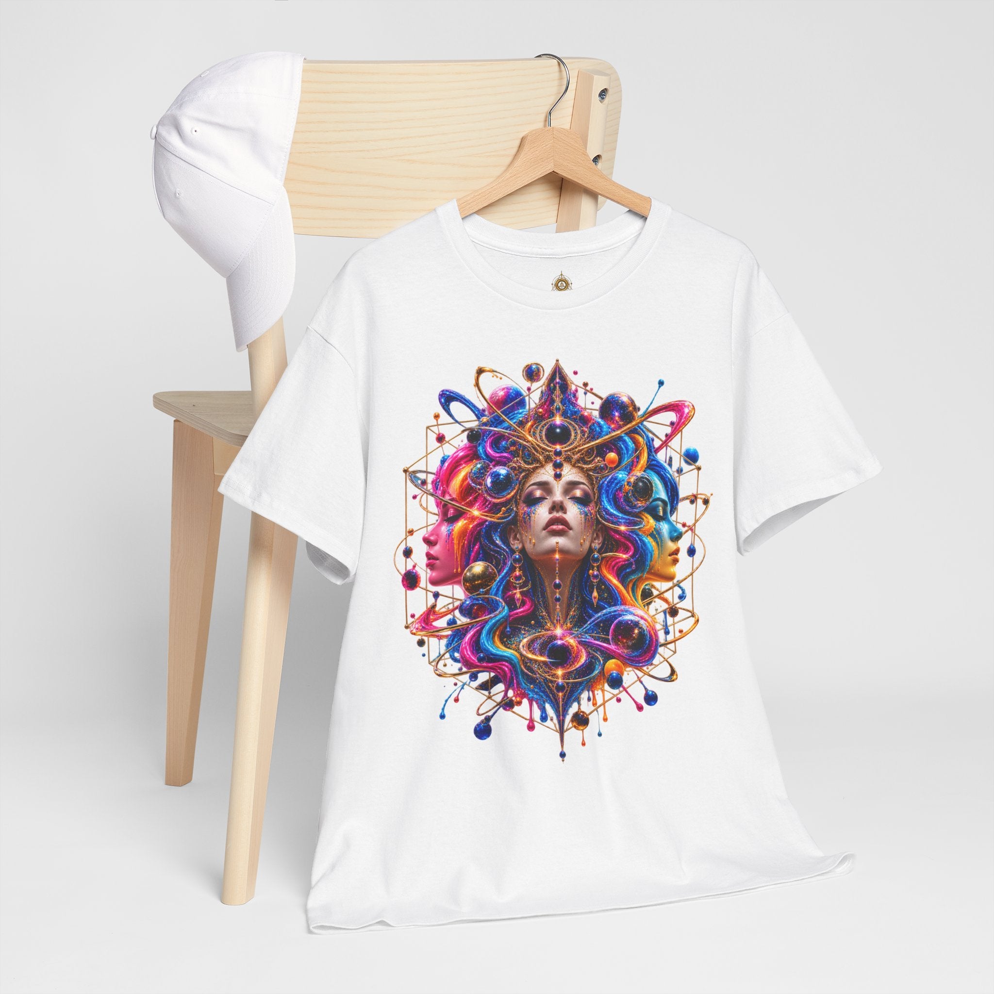 CELESTIAL TRINITY Psychedelic Cosmic Goddess T Shirt Astral Trinity, Cosmic Empress, Celestial Awakening, Infinite Goddess, Astral Divinity.