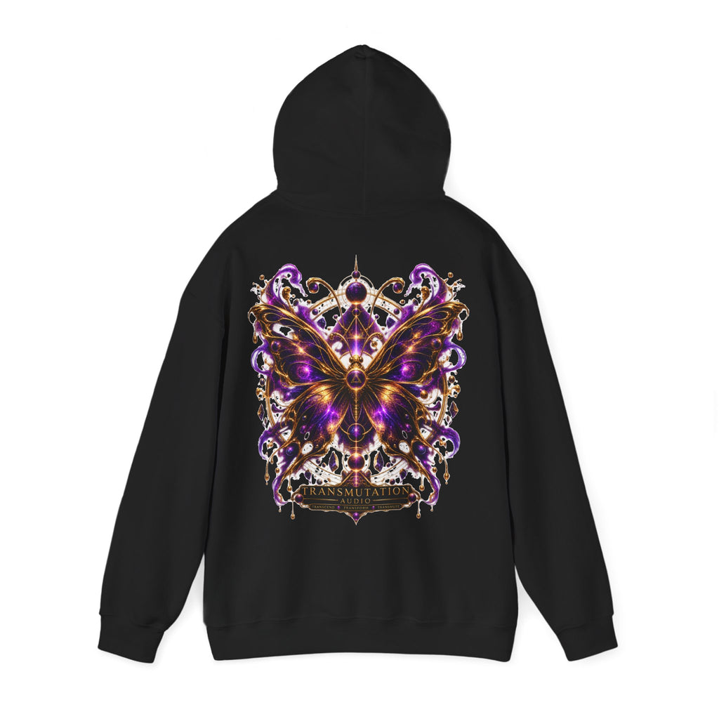 Butterfly Mandala Hoodie — Purple Gold Decorative Butterfly Back Print