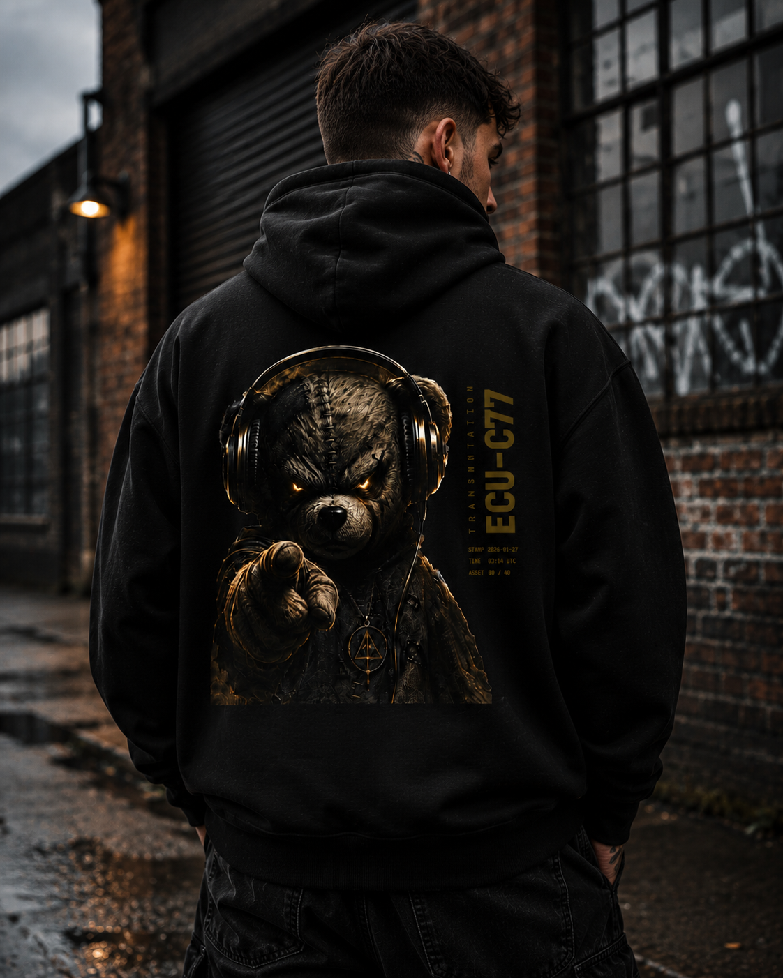 Hoodie - Tactical Teddy Pointing Graphic Pullover