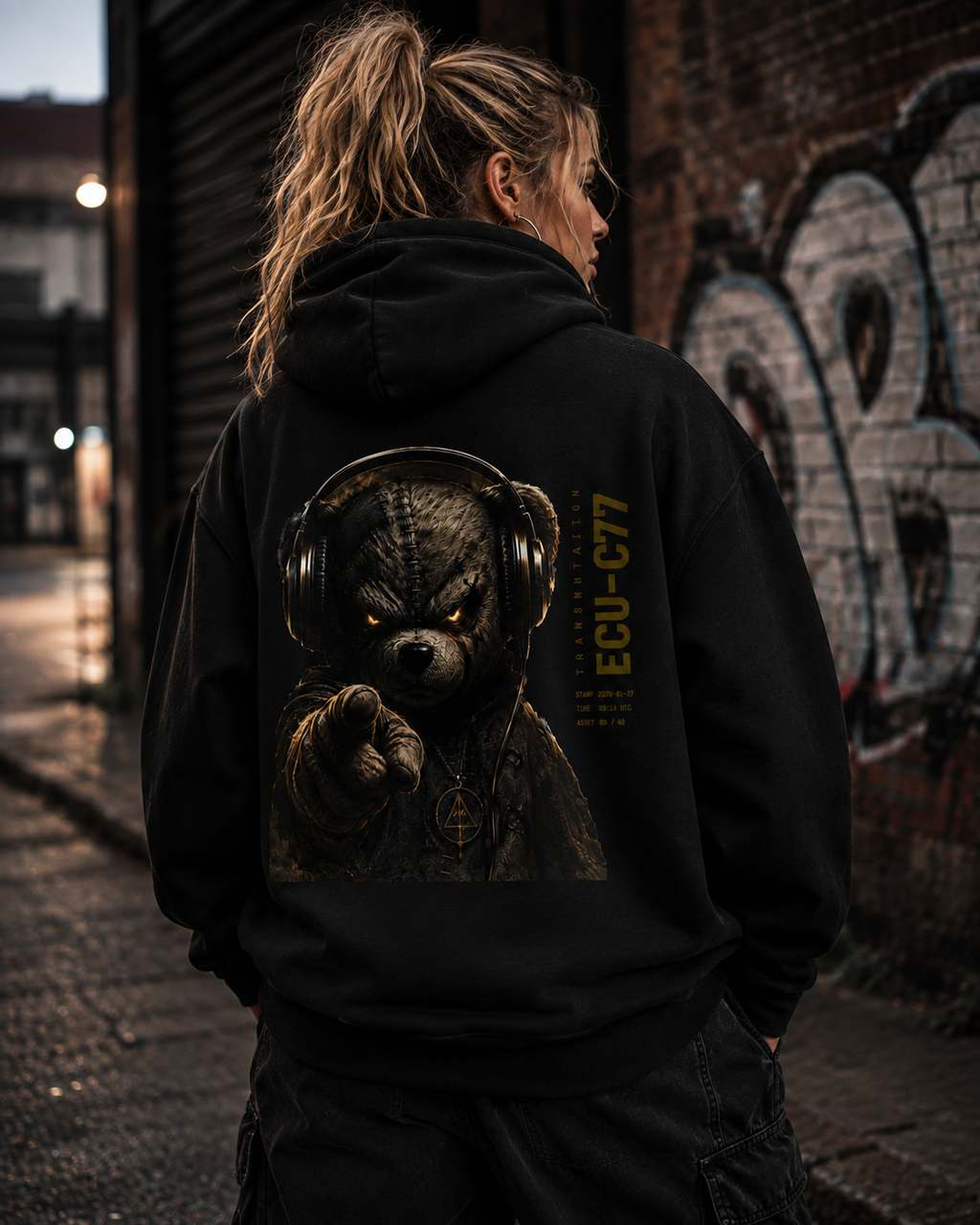 Hoodie - Tactical Teddy Pointing Graphic Pullover
