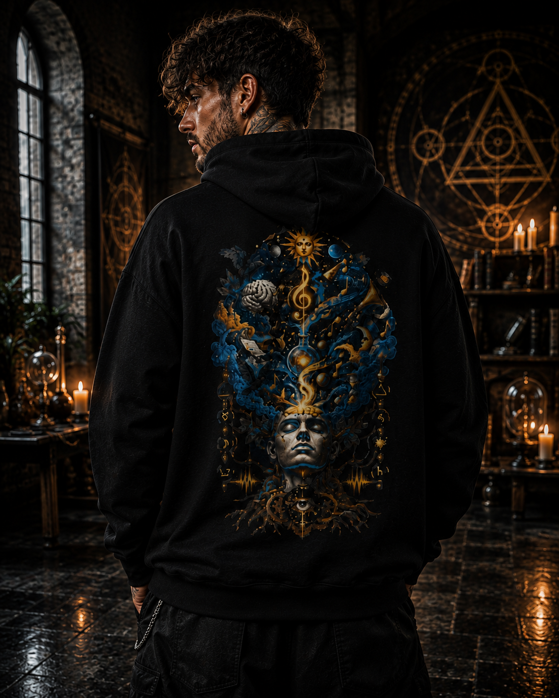 Mystic Musician Hoodie — Surreal Golden Treble Clef Art Sweatshirt