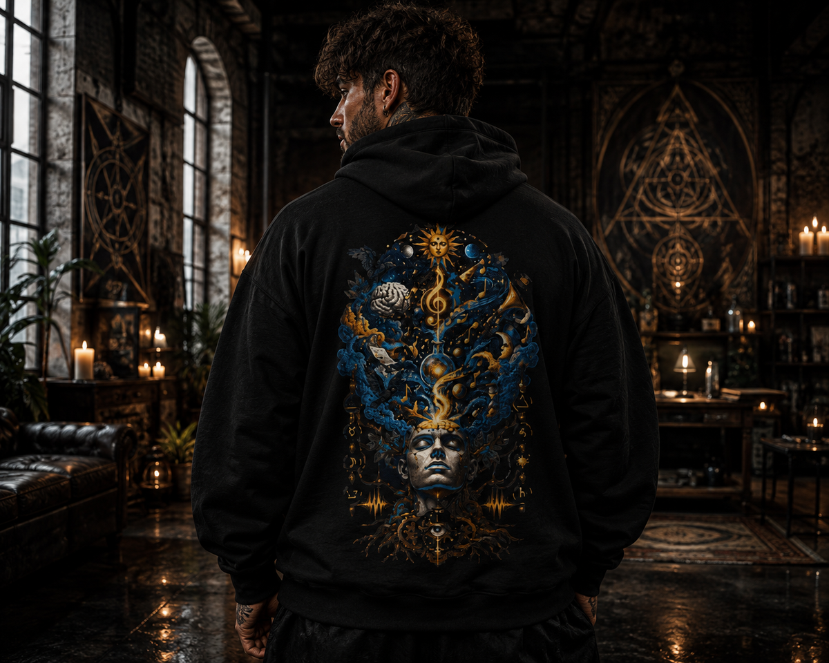 Mystic Musician Hoodie — Surreal Golden Treble Clef Art Sweatshirt