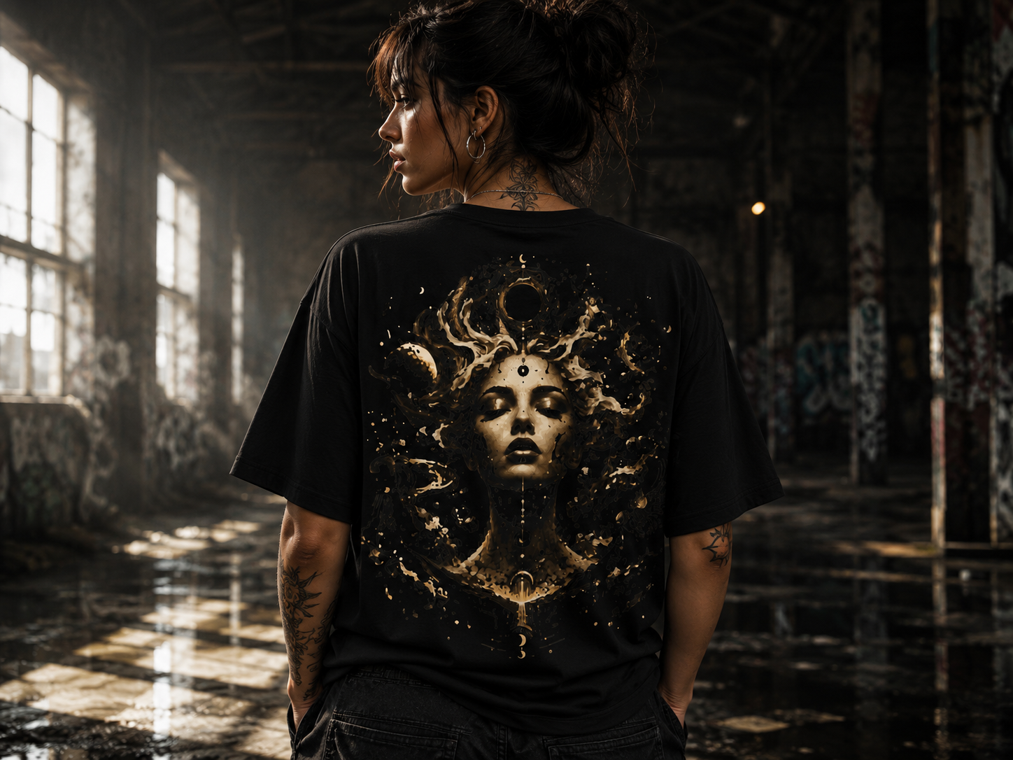 Mythic Medusa Graphic Tee — Dark Goddess Back Print