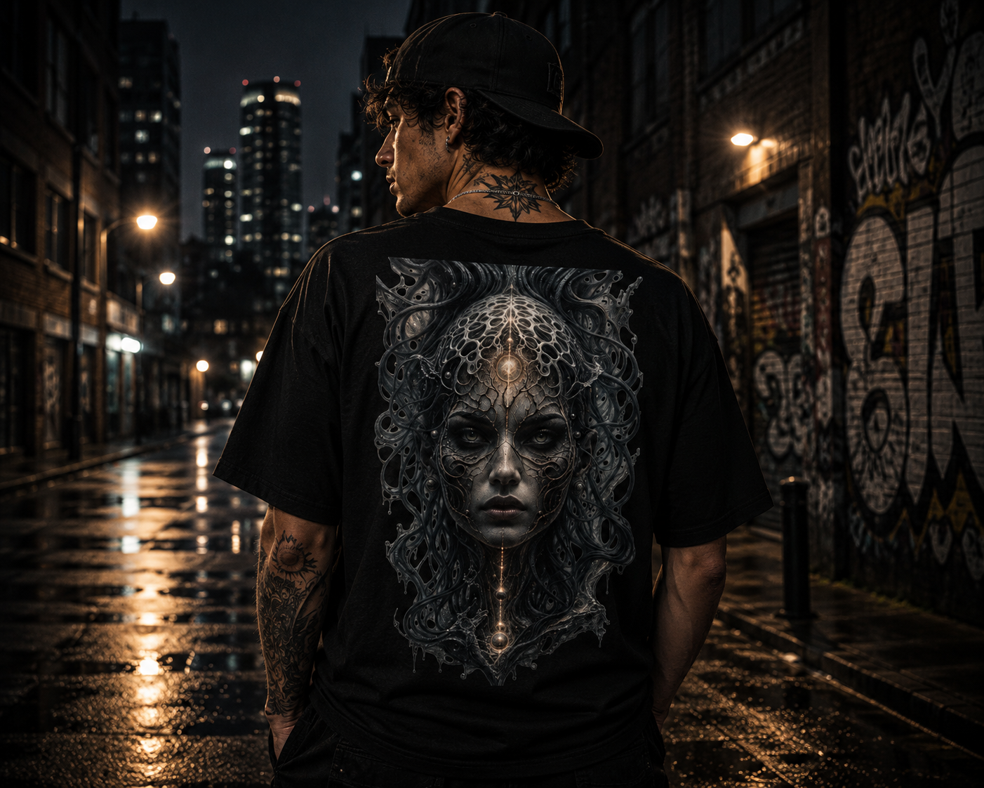 Medusa Biomech Portrait T-Shirt — Gothic Sci‑Fi Art Tee