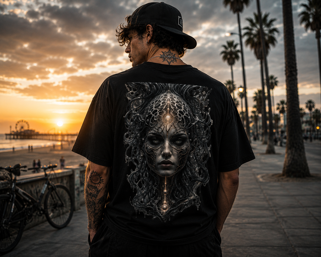 Medusa Biomech Portrait T-Shirt — Gothic Sci‑Fi Art Tee