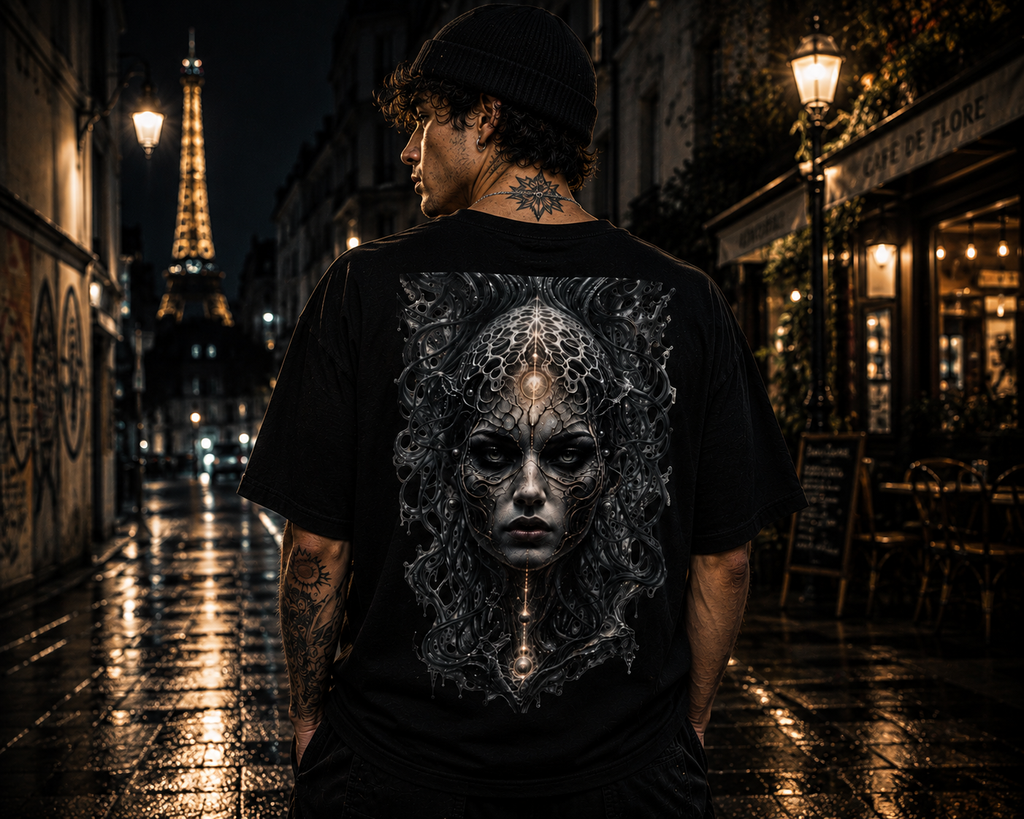 Medusa Biomech Portrait T-Shirt — Gothic Sci‑Fi Art Tee