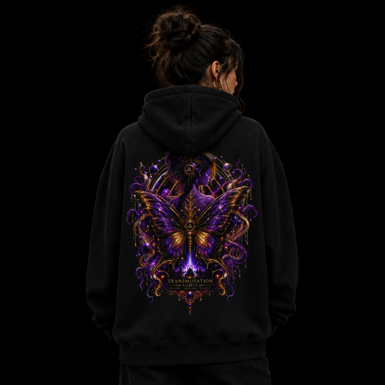 Butterfly Tranformation Hoodie — Purple Gothic Butterfly Backprint Sweatshirt
