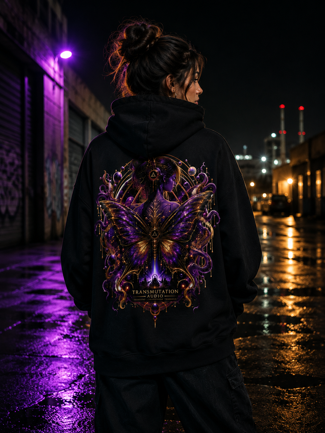 Butterfly Tranformation Hoodie — Purple Gothic Butterfly Backprint Sweatshirt