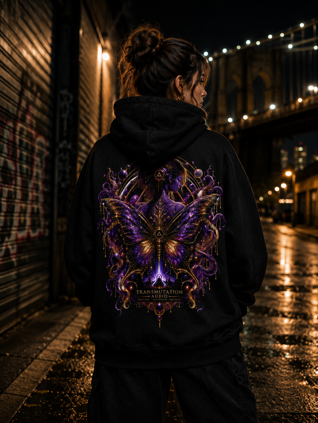 Butterfly Tranformation Hoodie — Purple Gothic Butterfly Backprint Sweatshirt