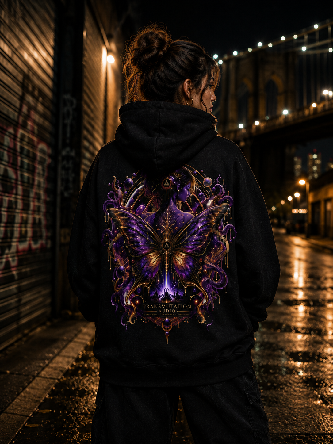 Butterfly Tranformation Hoodie — Purple Gothic Butterfly Backprint Sweatshirt
