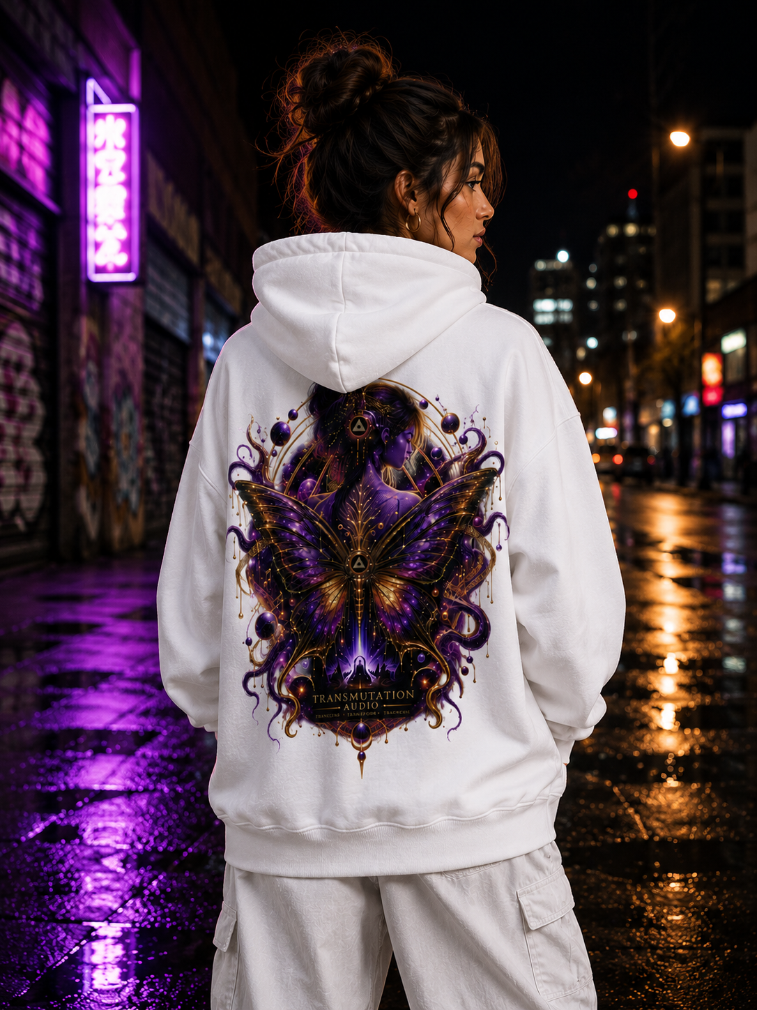 Butterfly Tranformation Hoodie — Purple Gothic Butterfly Backprint Sweatshirt
