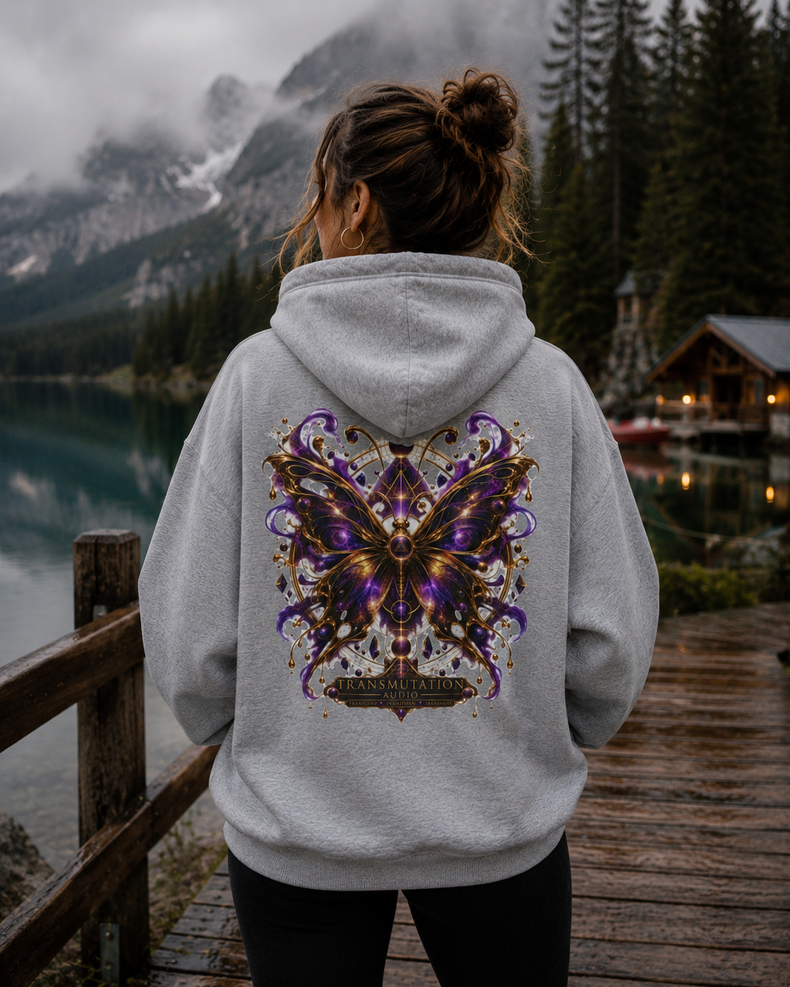 Mystic Purple Butterfly Hoodie — Ornate Gothic Butterfly Graphic Sweatshirt