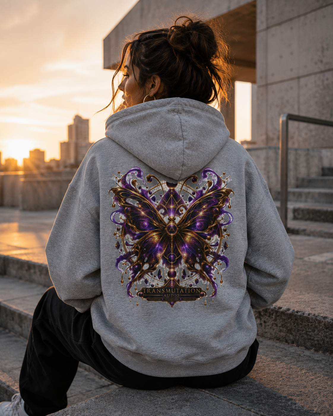 Mystic Purple Butterfly Hoodie — Ornate Gothic Butterfly Graphic Sweatshirt