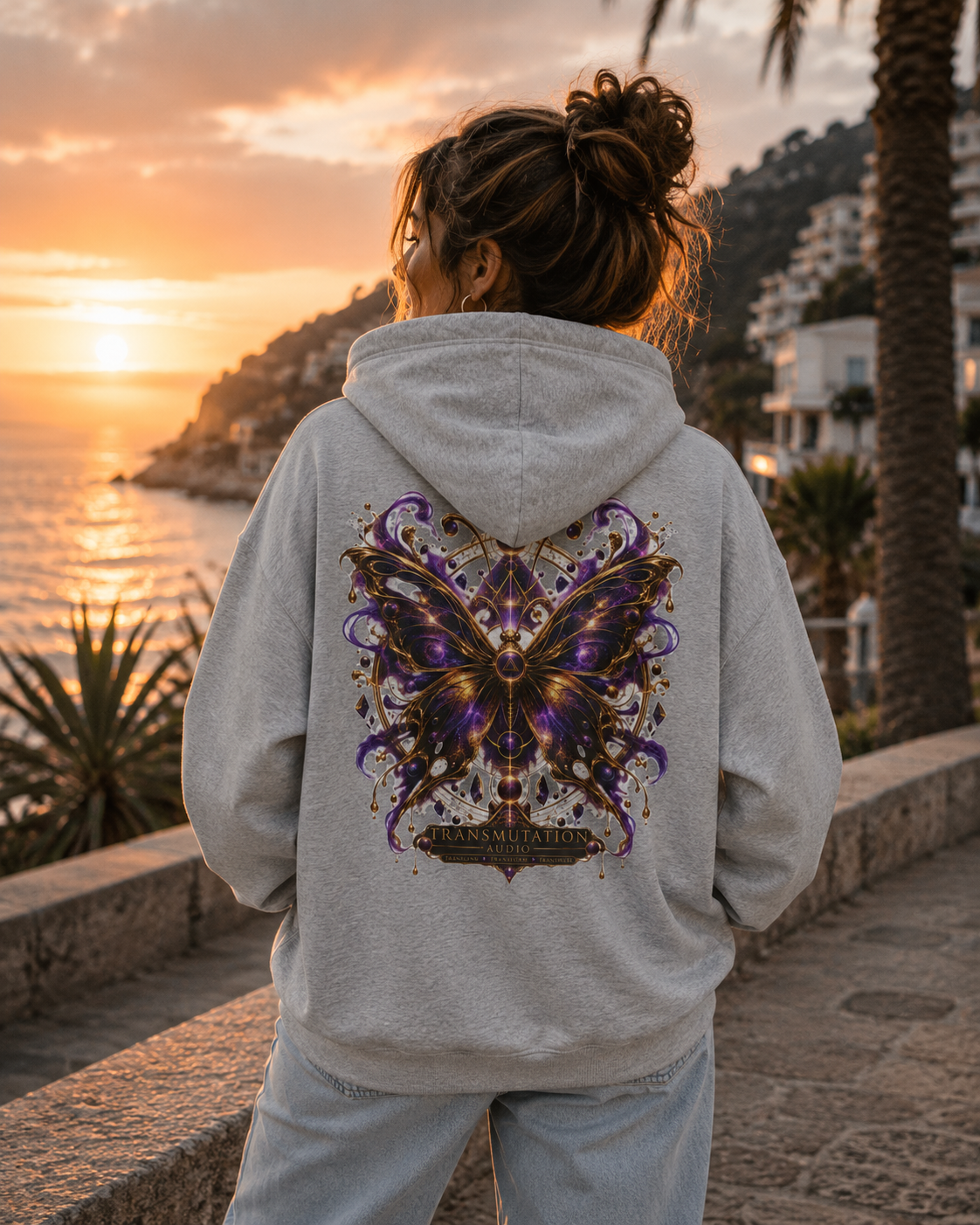 Mystic Purple Butterfly Hoodie — Ornate Gothic Butterfly Graphic Sweatshirt