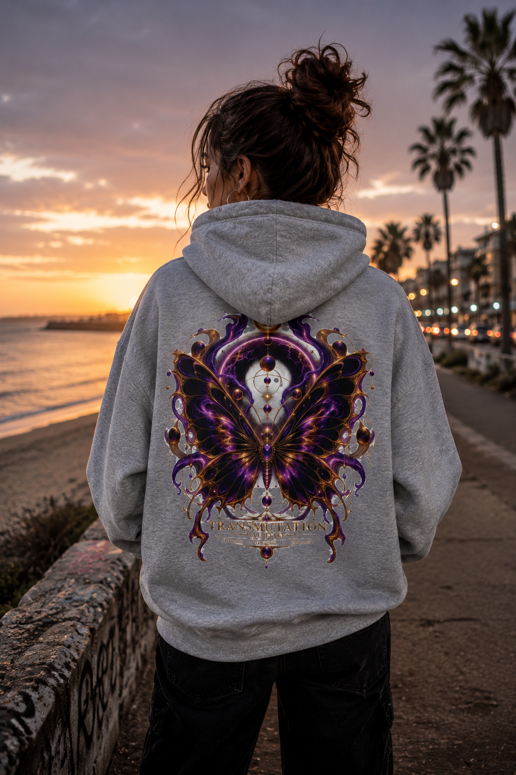 Transmutation Butterfly Hoodie — Mystical Purple Butterfly Graphic Sweatshirt