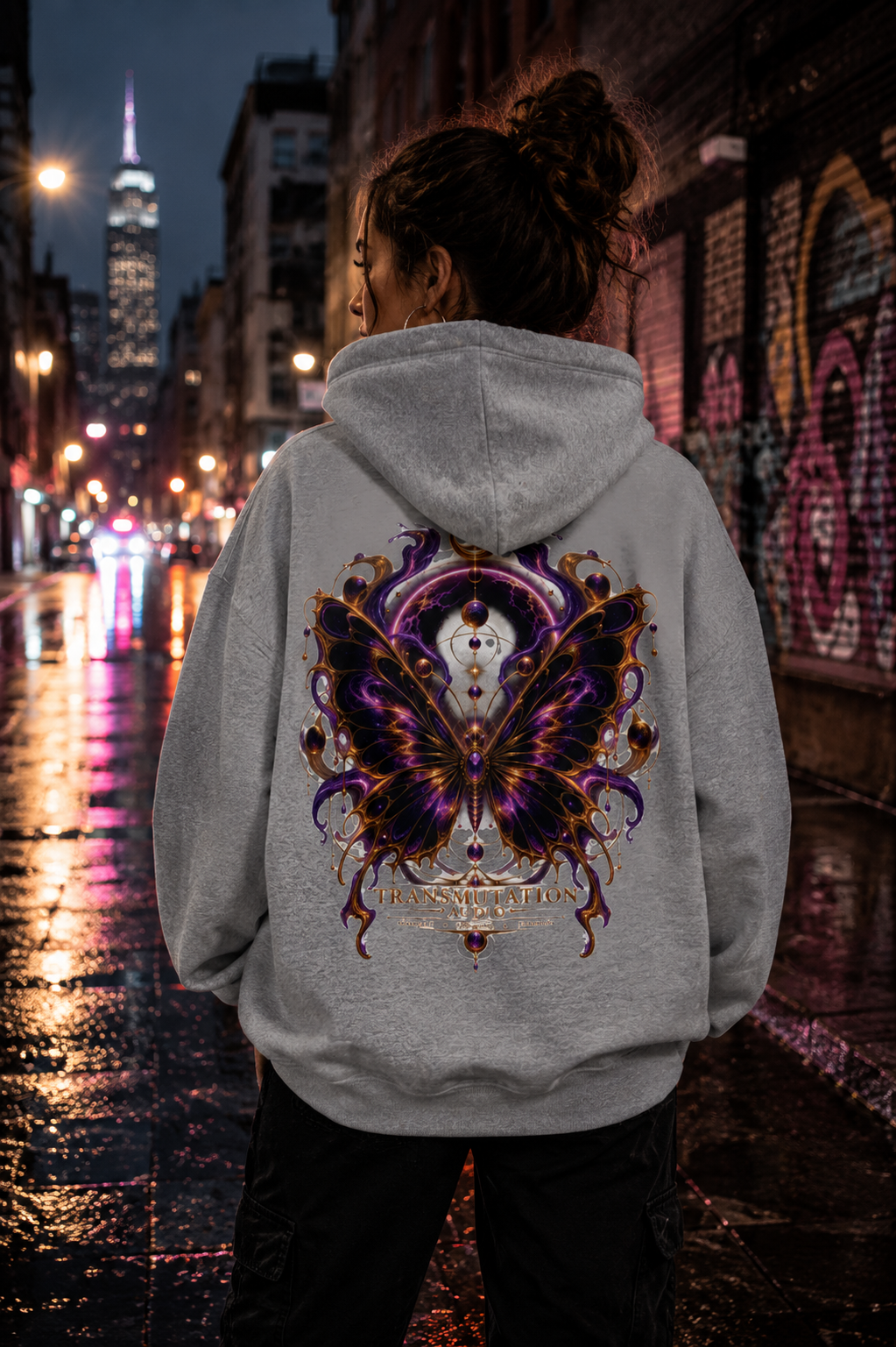 Transmutation Butterfly Hoodie — Mystical Purple Butterfly Graphic Sweatshirt