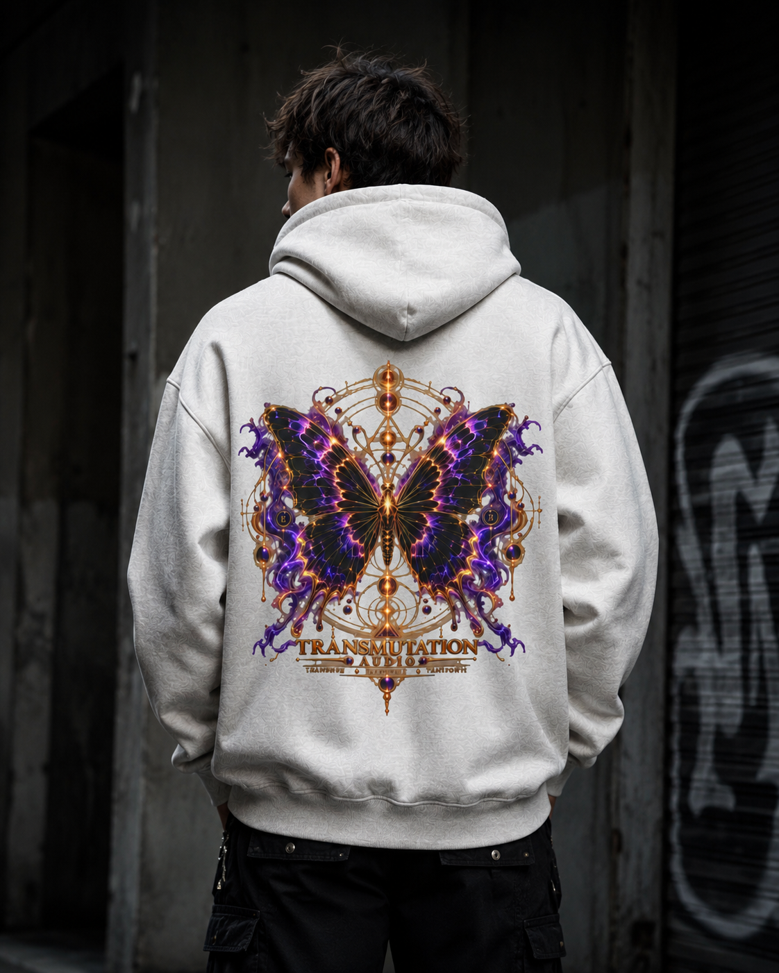 Butterfly Transformation Hoodie — Purple Gothic Metamorphosis Sweatshirt