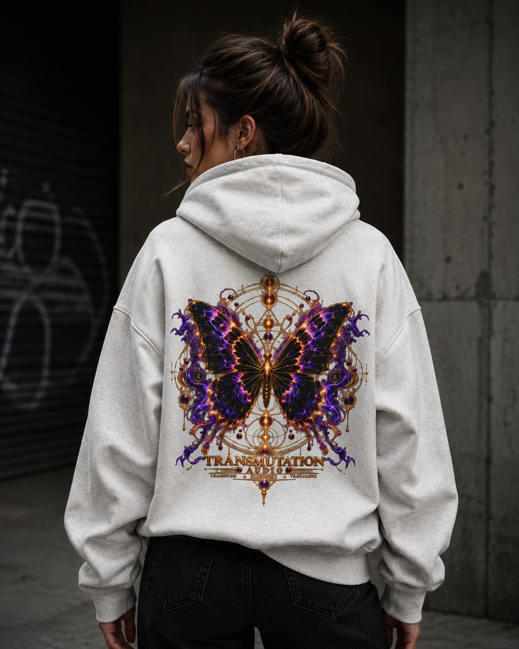 Butterfly Transformation Hoodie — Purple Gothic Metamorphosis Sweatshirt