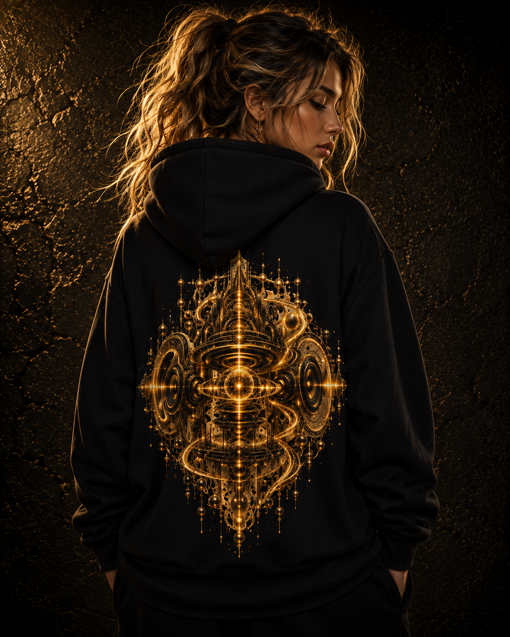 Frequency temple Hoodie geometric Sacred Art Pullover