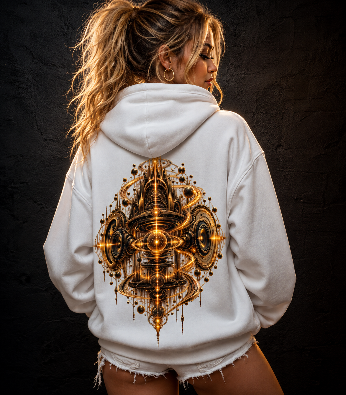 Frequency temple Hoodie geometric Sacred Art Pullover