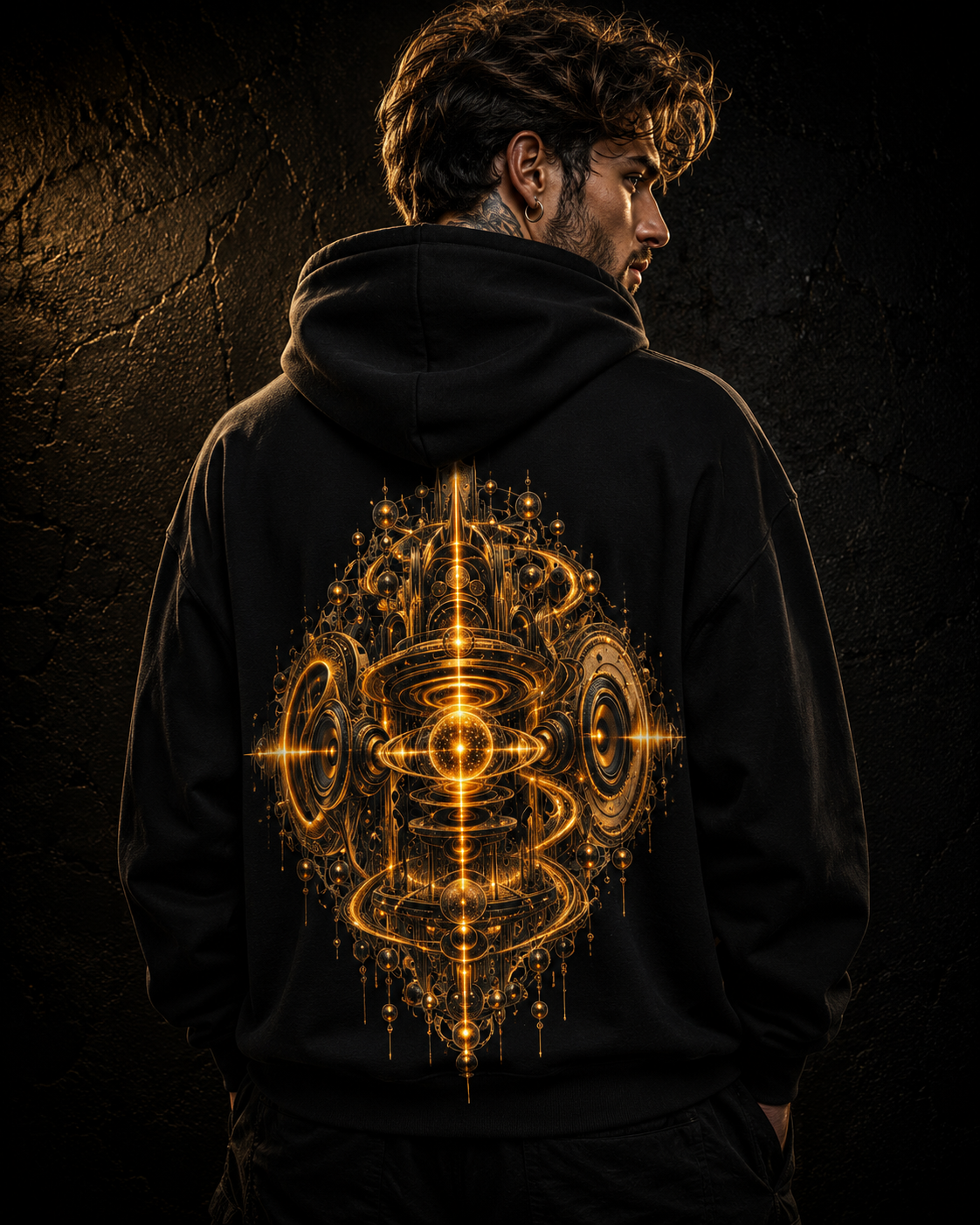 Frequency temple Hoodie geometric Sacred Art Pullover