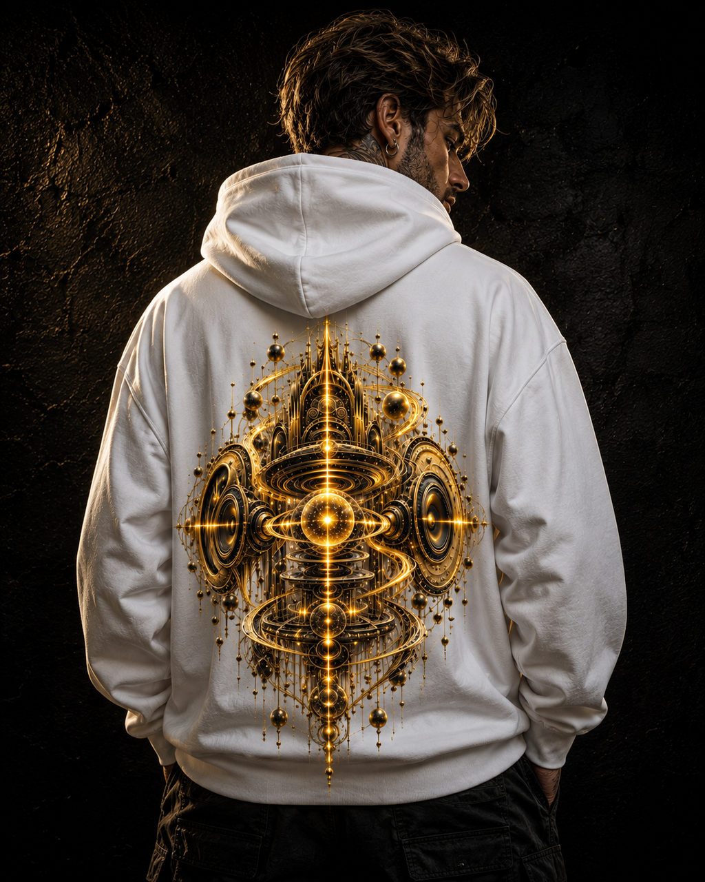 Frequency temple Hoodie geometric Sacred Art Pullover