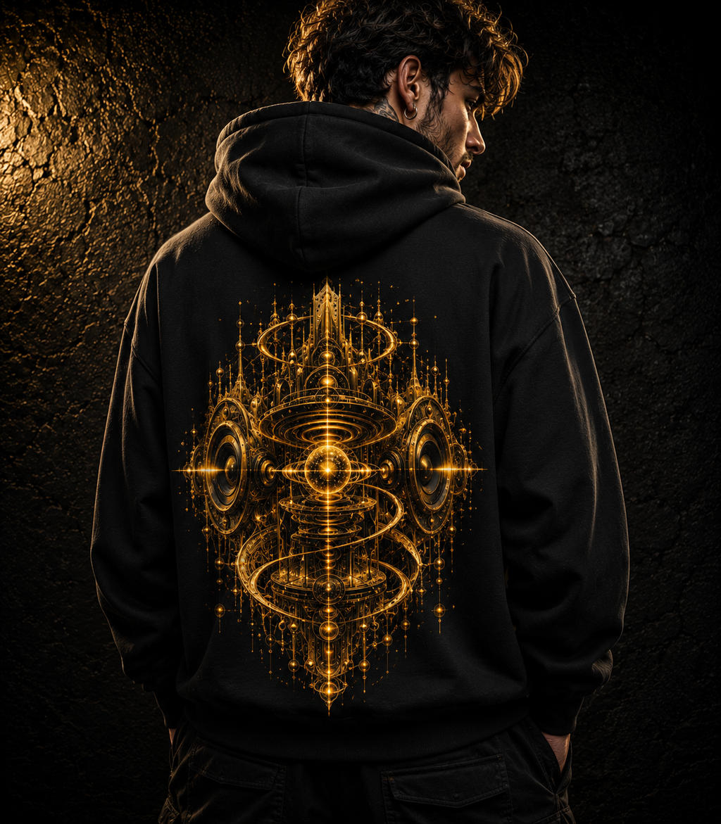 Frequency temple Hoodie geometric Sacred Art Pullover