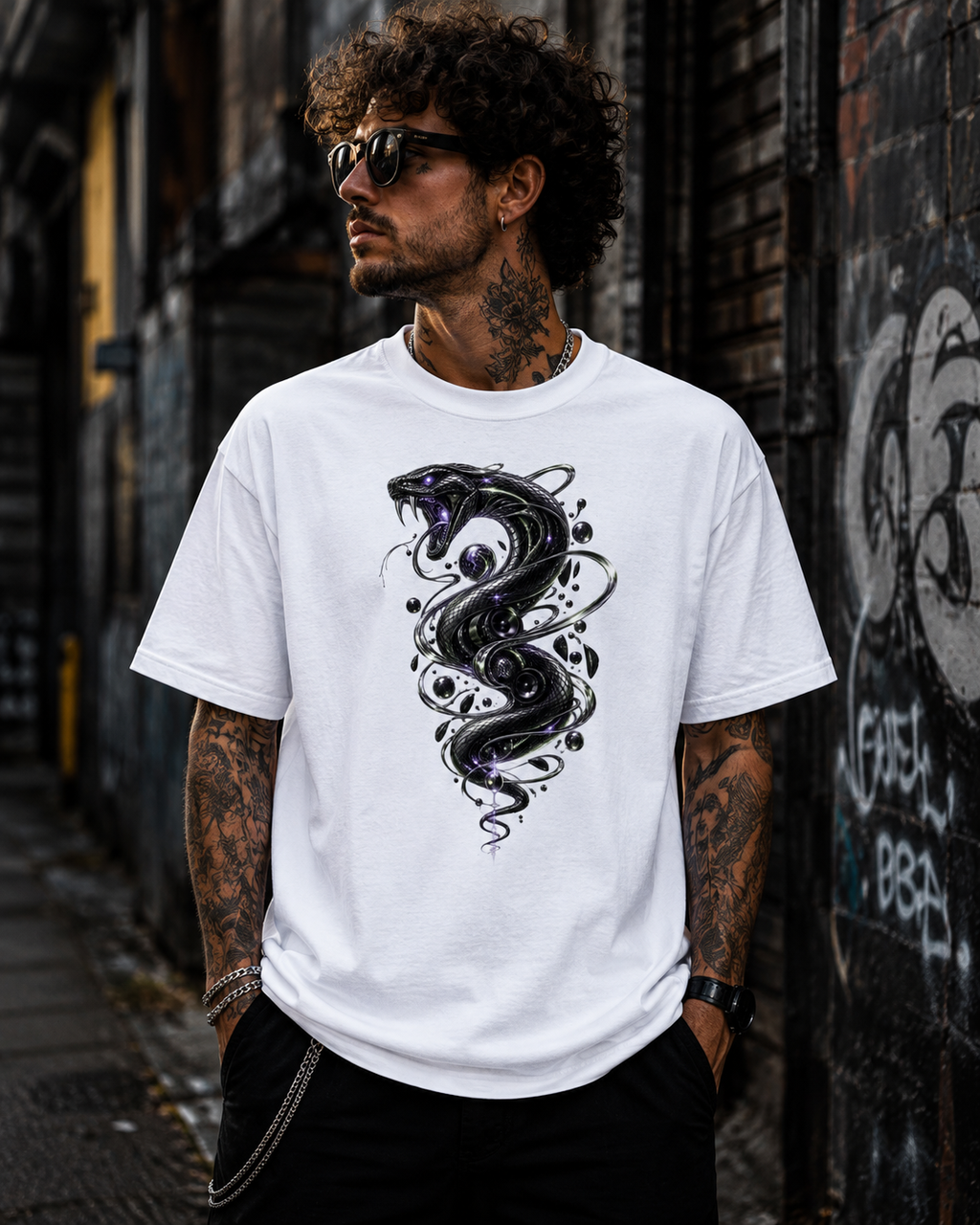 Snake Spiral T-Shirt Cosmic Black Serpent Graphic Tee