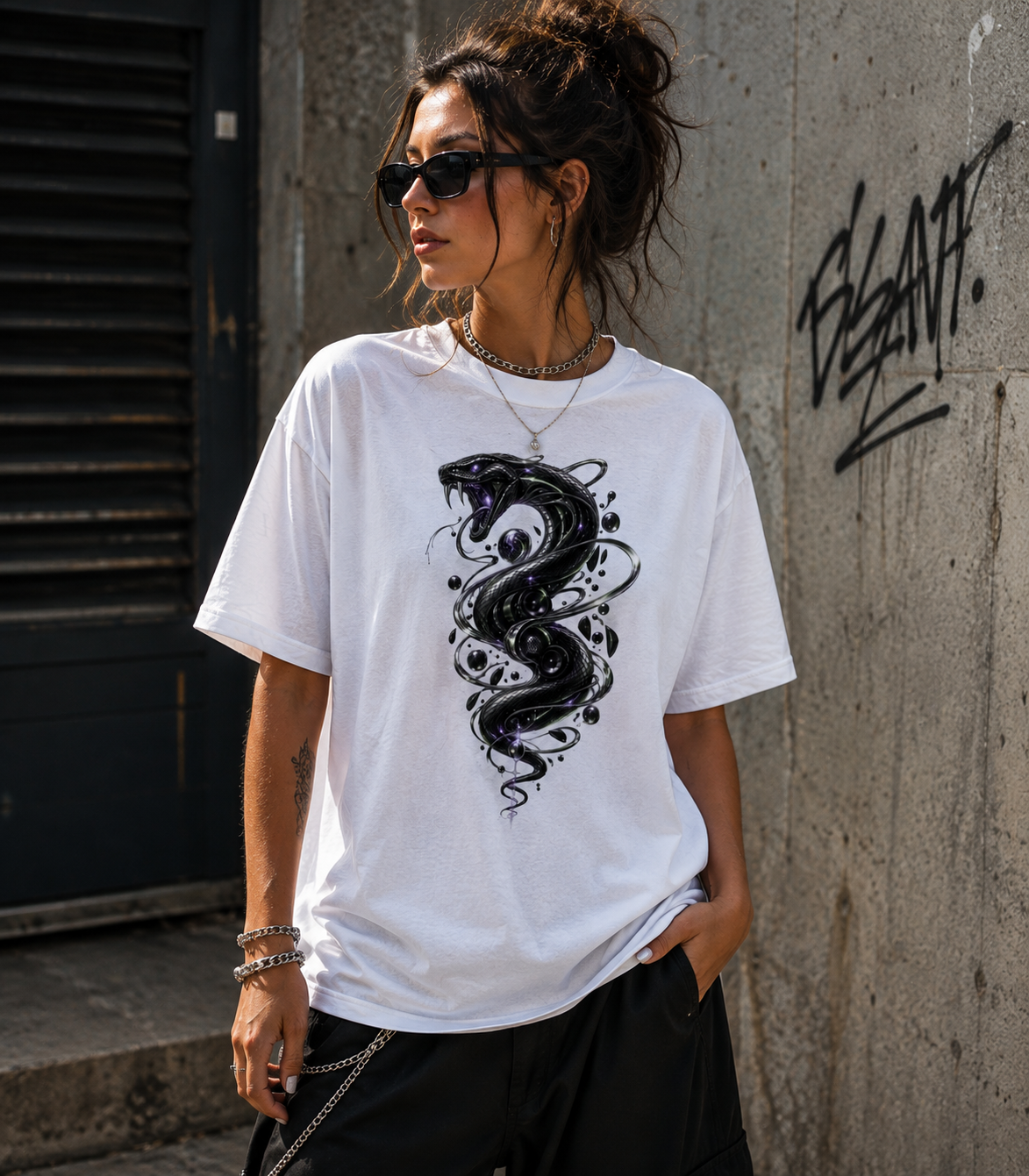 Snake Spiral T-Shirt Cosmic Black Serpent Graphic Tee