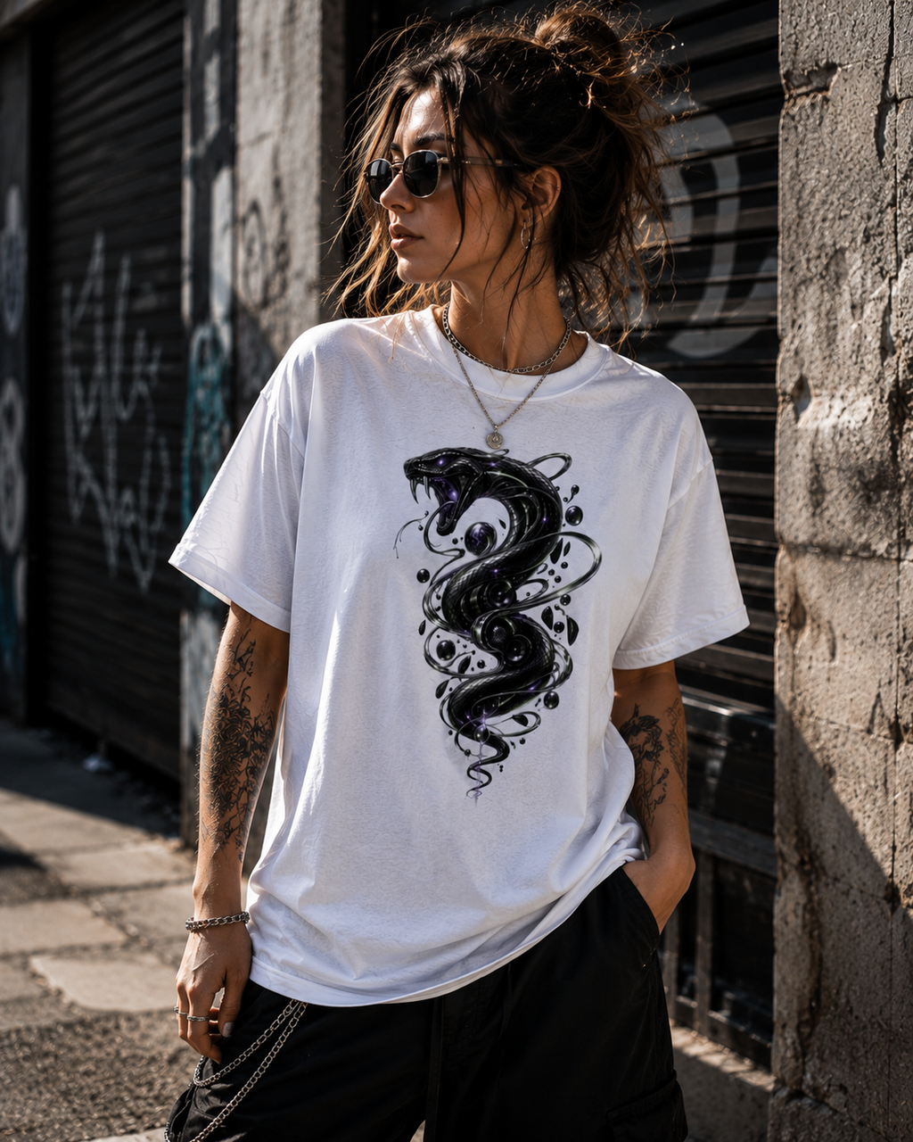 Snake Spiral T-Shirt Cosmic Black Serpent Graphic Tee