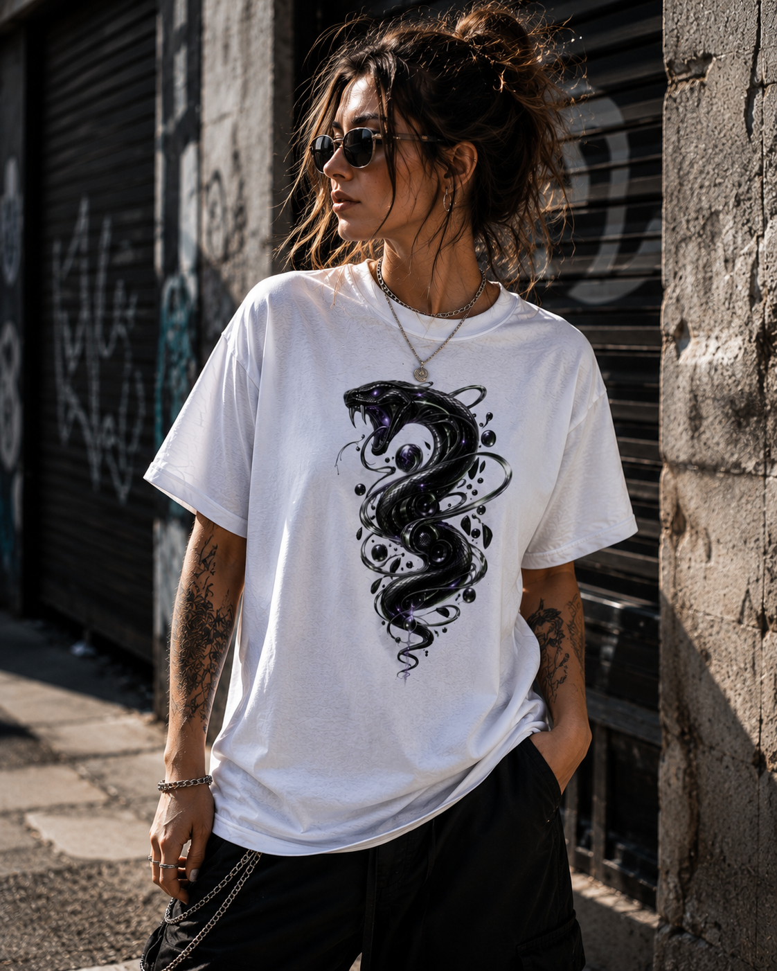 Snake Spiral T-Shirt Cosmic Black Serpent Graphic Tee