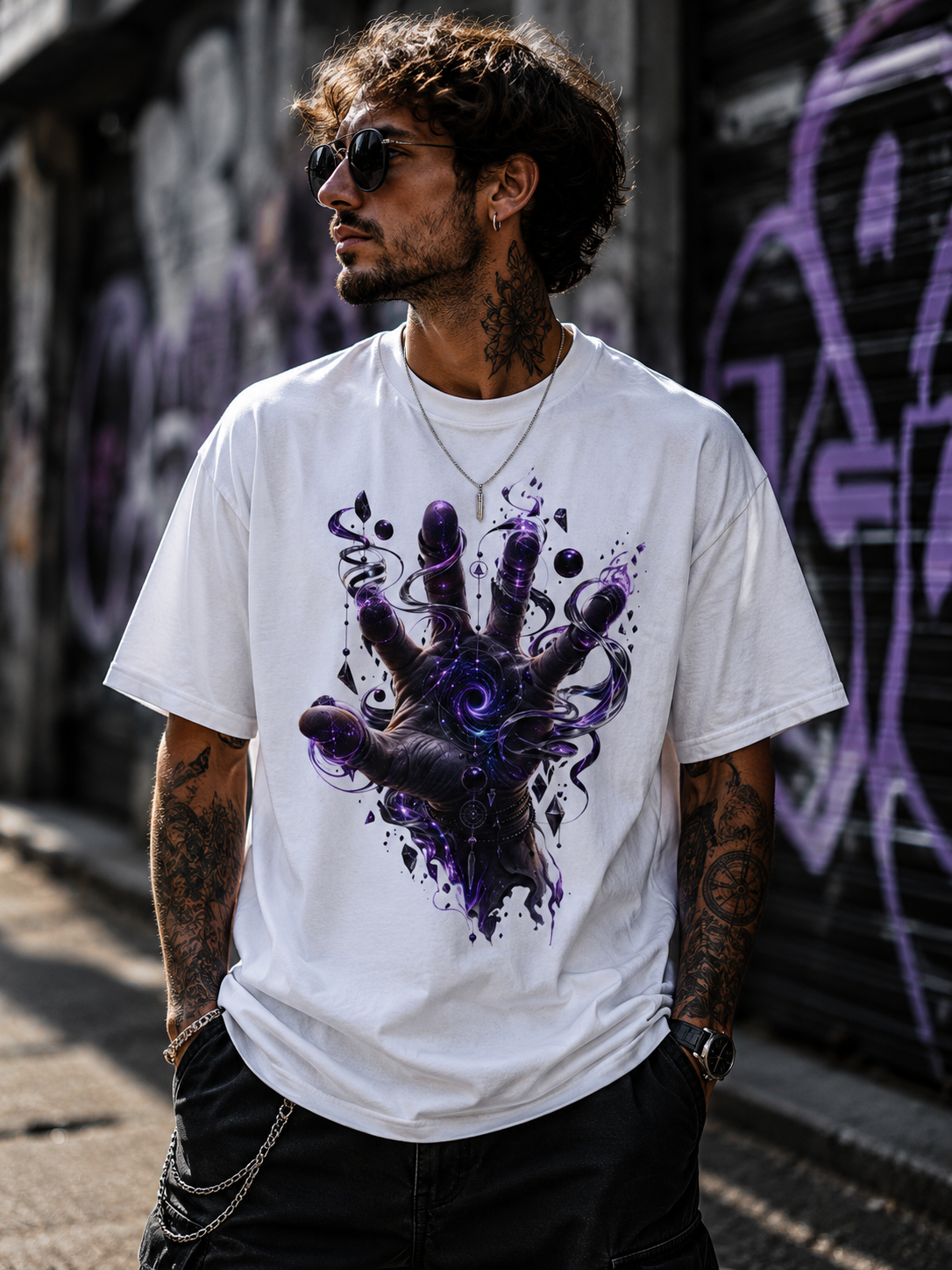 Mystic Purple Hand Graphic T shirt