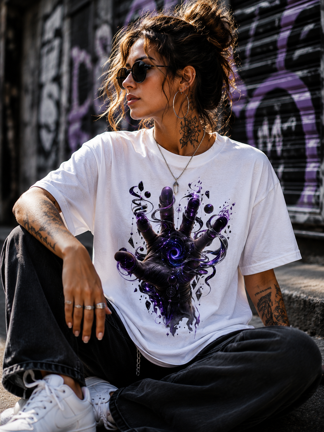 Mystic Purple Hand Graphic T shirt