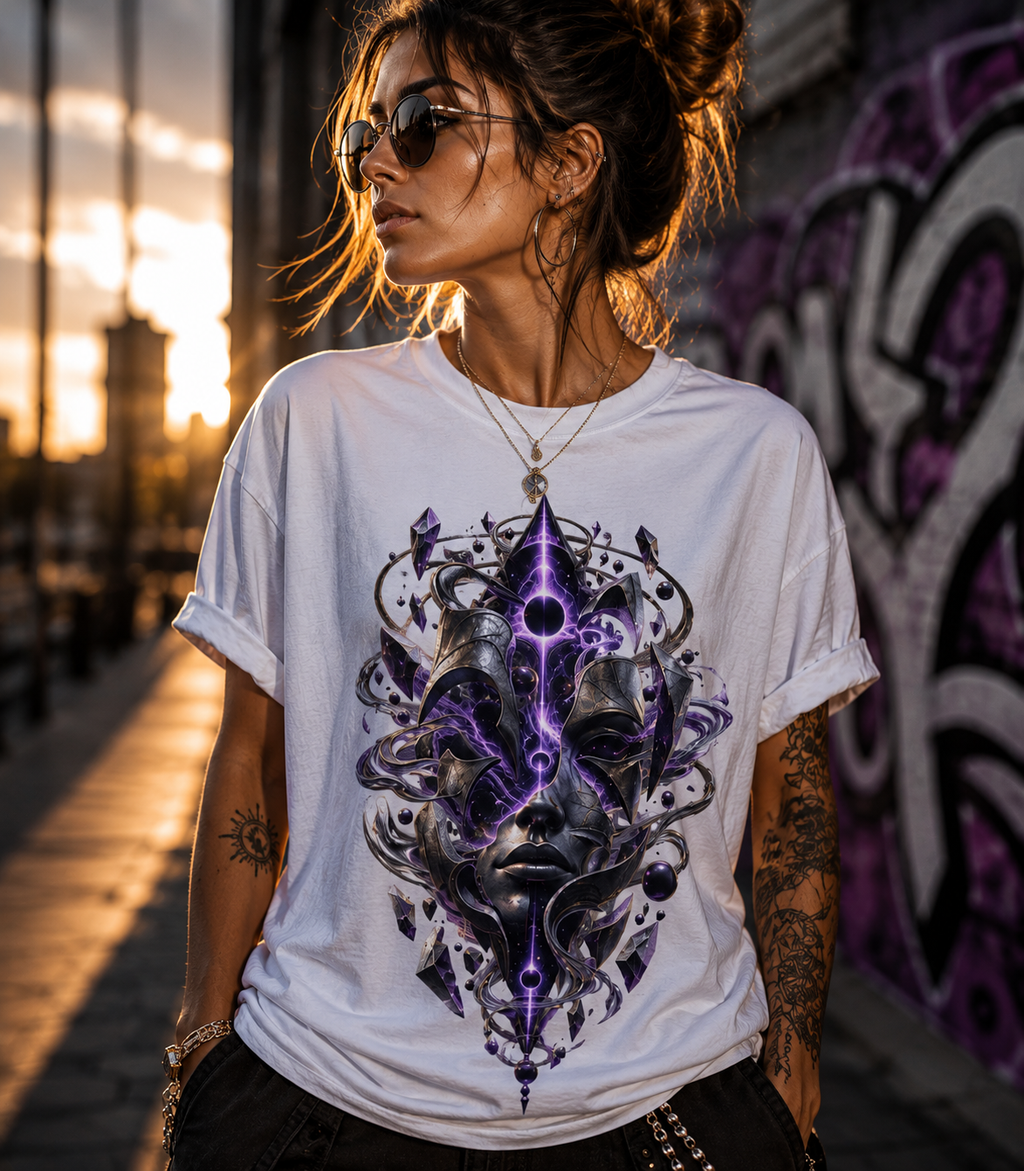 Gothic Occult T Shirt  Dark Mystical Graphic Tee  Purple Psychedelic Alternative Shirt