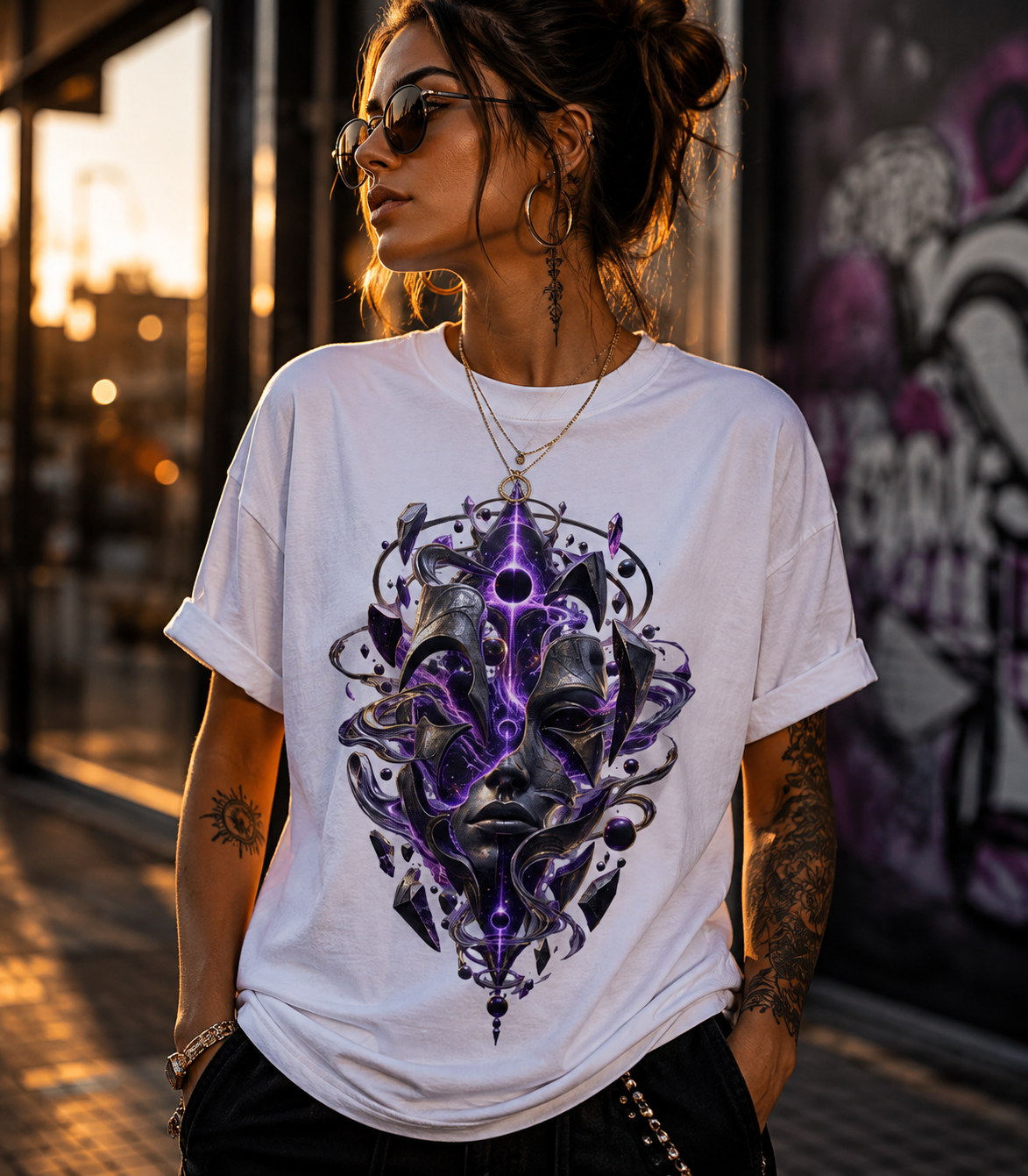 Gothic Occult T Shirt  Dark Mystical Graphic Tee  Purple Psychedelic Alternative Shirt