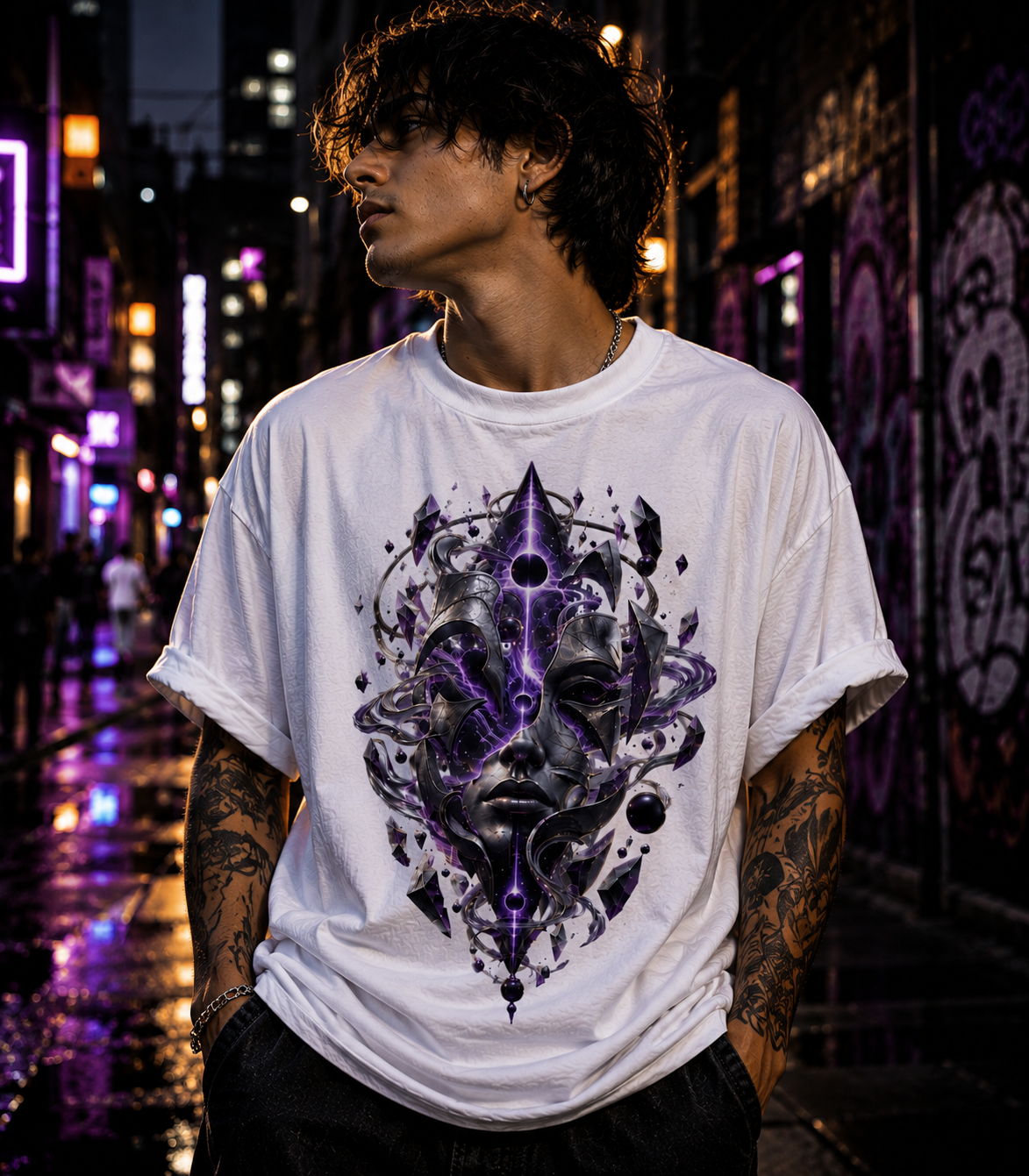 Gothic Occult T Shirt  Dark Mystical Graphic Tee  Purple Psychedelic Alternative Shirt