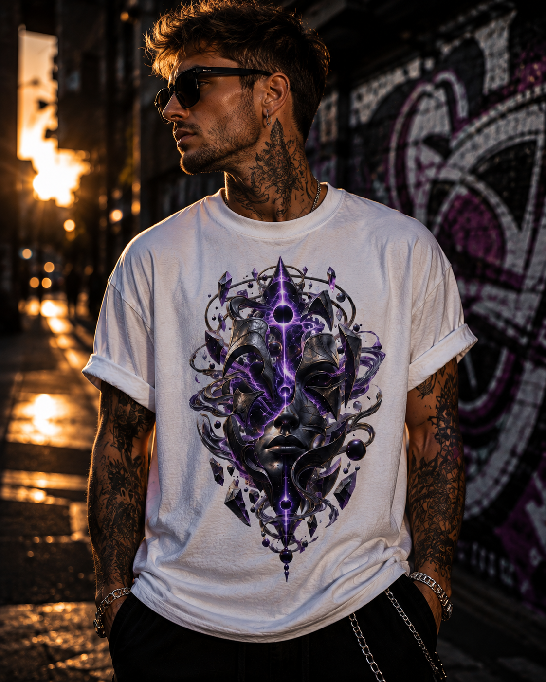 Gothic Occult T Shirt  Dark Mystical Graphic Tee  Purple Psychedelic Alternative Shirt